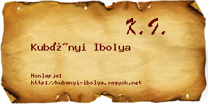Kubányi Ibolya névjegykártya